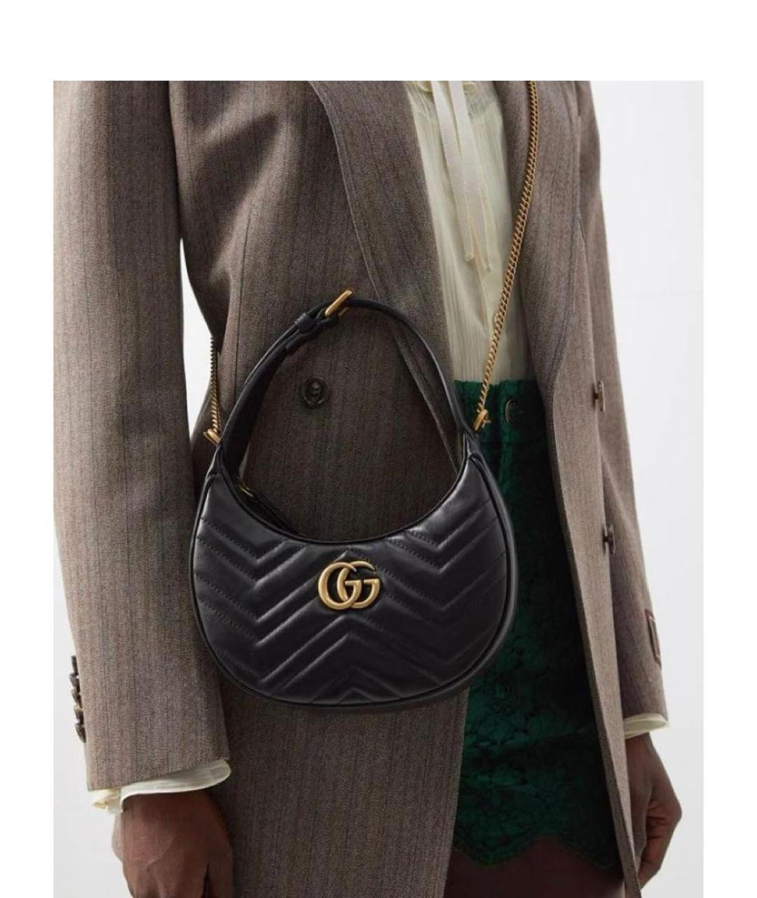 GUCCI Черная кожаная сумка с короткими ручками, фото 3