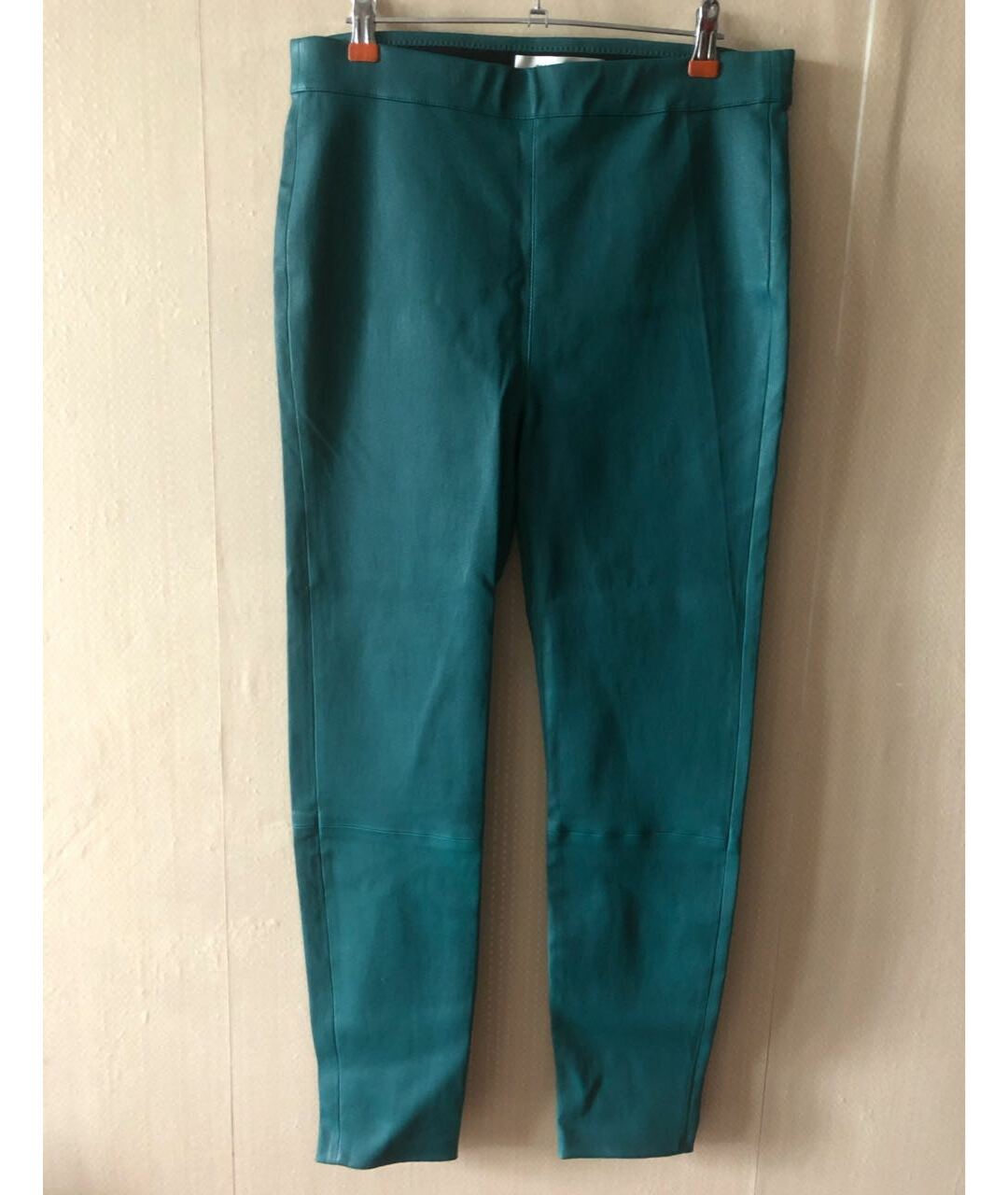 DIANE VON FURSTENBERG Зеленые кожаные прямые брюки, фото 7