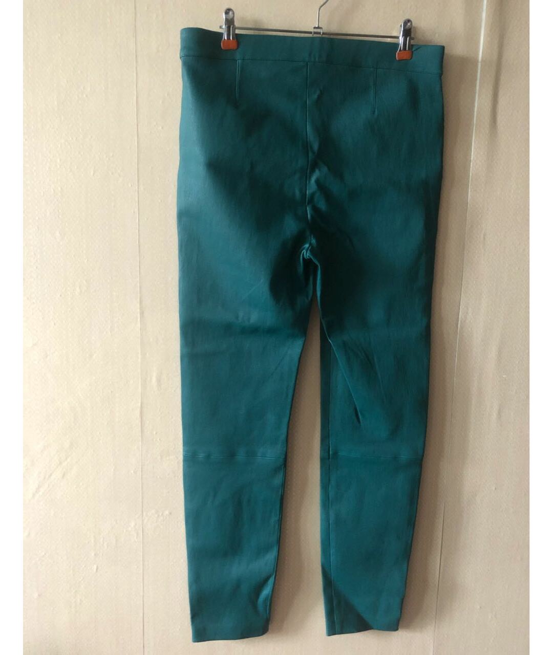 DIANE VON FURSTENBERG Зеленые кожаные прямые брюки, фото 2