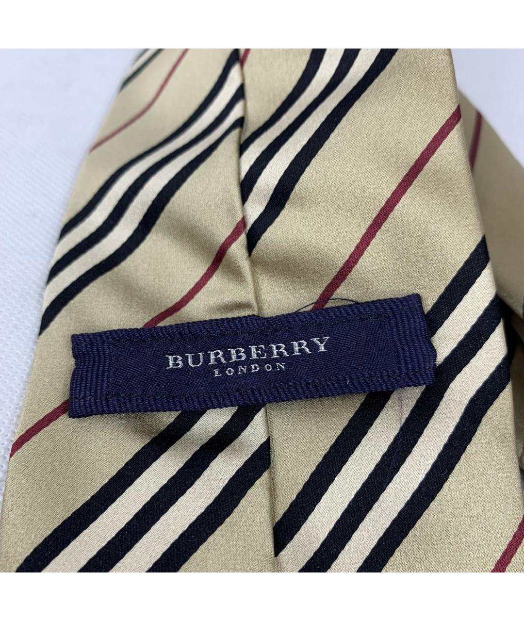 BURBERRY Бежевый шелковый галстук, фото 3