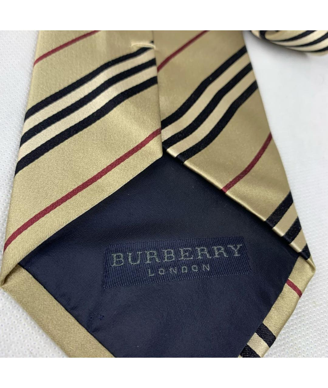 BURBERRY Бежевый шелковый галстук, фото 5