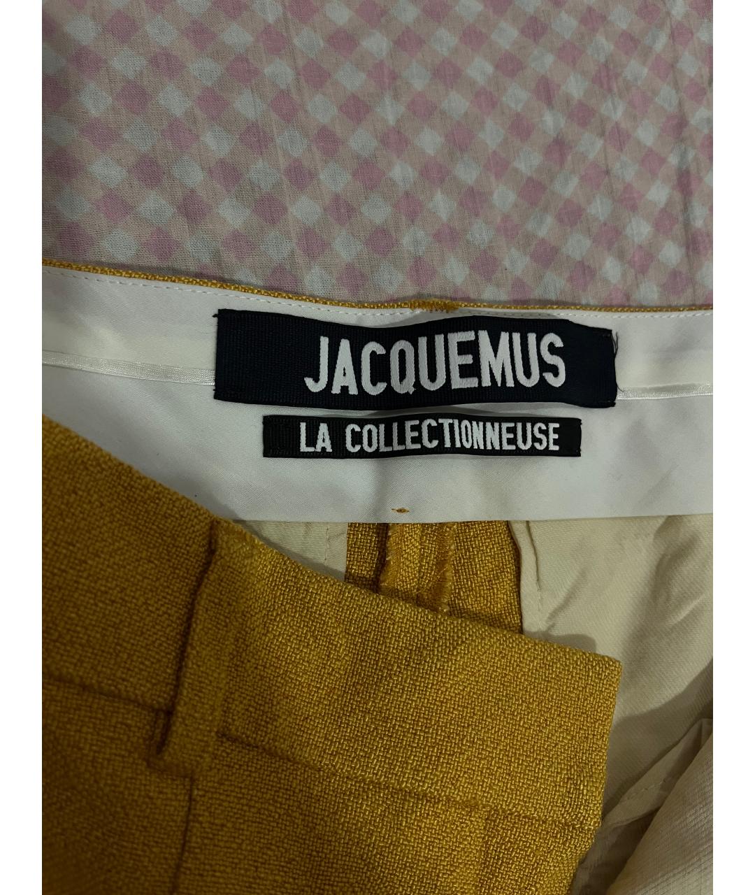 JACQUEMUS Горчичные вискозные прямые брюки, фото 4