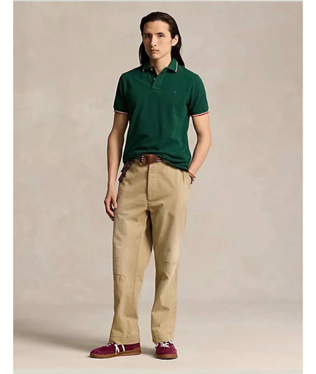 POLO RALPH LAUREN Зеленое хлопковое поло с коротким рукавом, фото 5