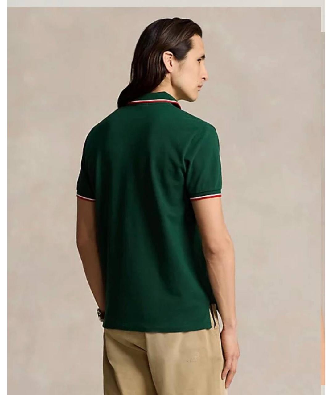 POLO RALPH LAUREN Зеленое хлопковое поло с коротким рукавом, фото 3