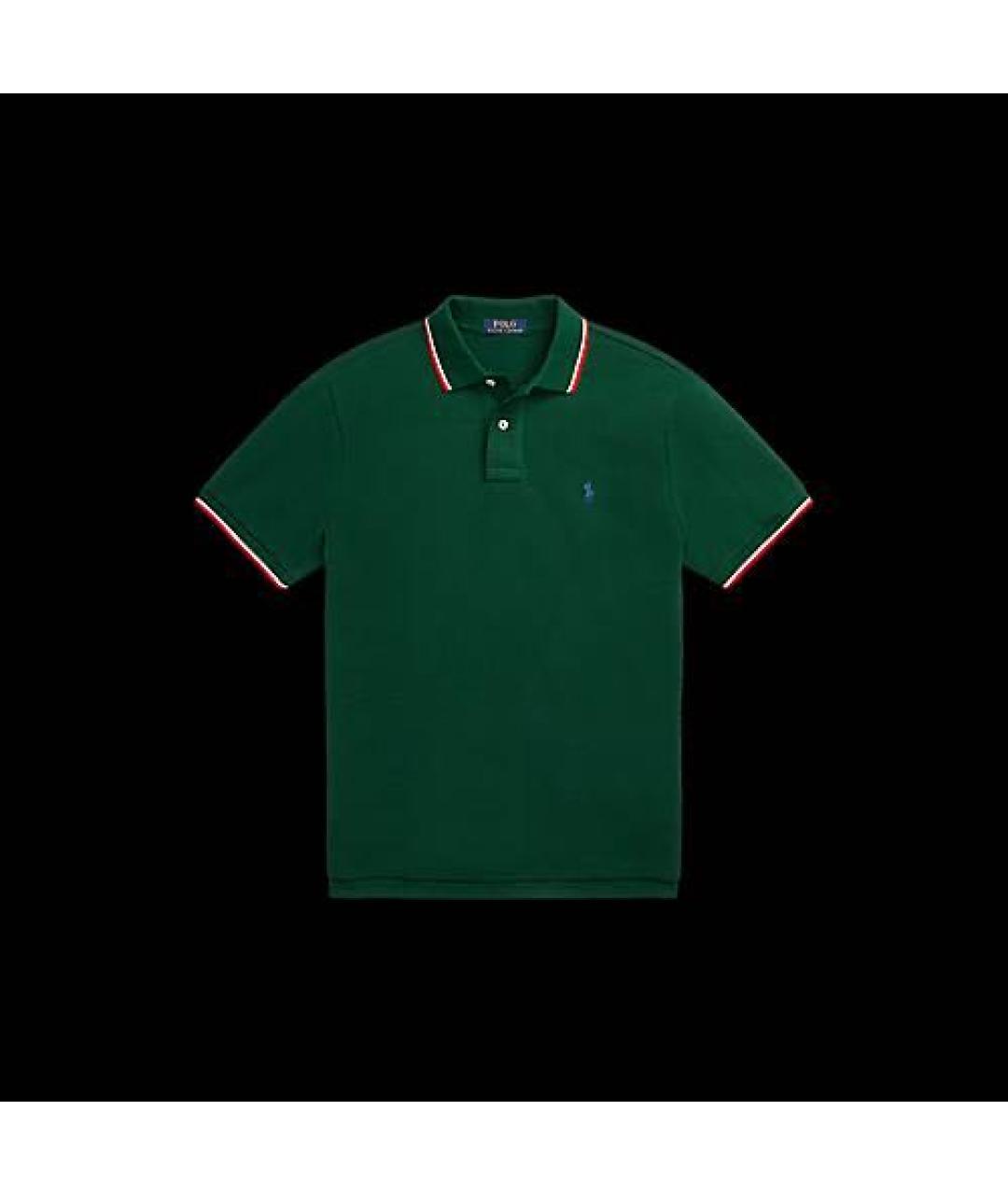 POLO RALPH LAUREN Зеленое хлопковое поло с коротким рукавом, фото 6