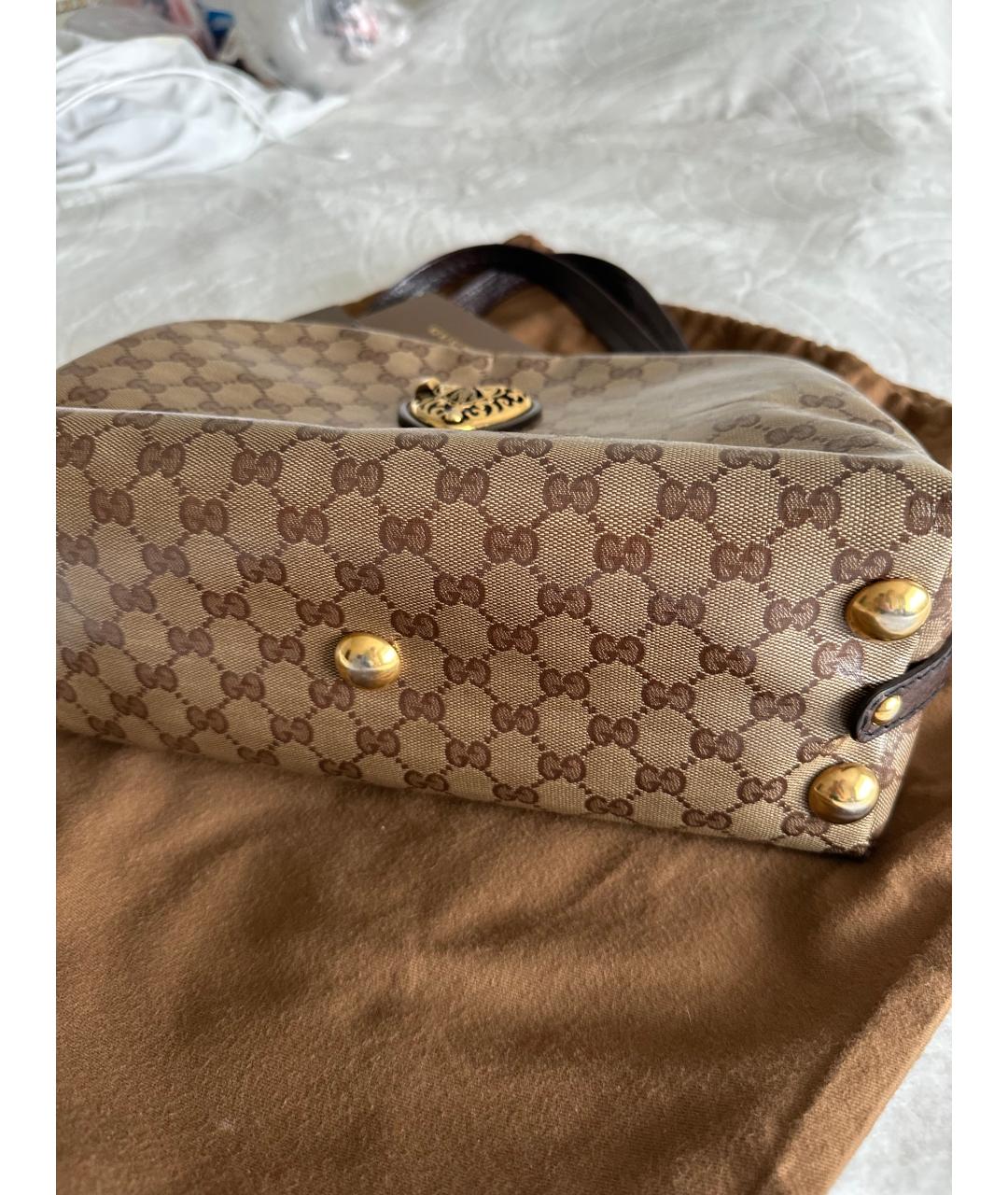 GUCCI Коричневая кожаная сумка с короткими ручками, фото 4