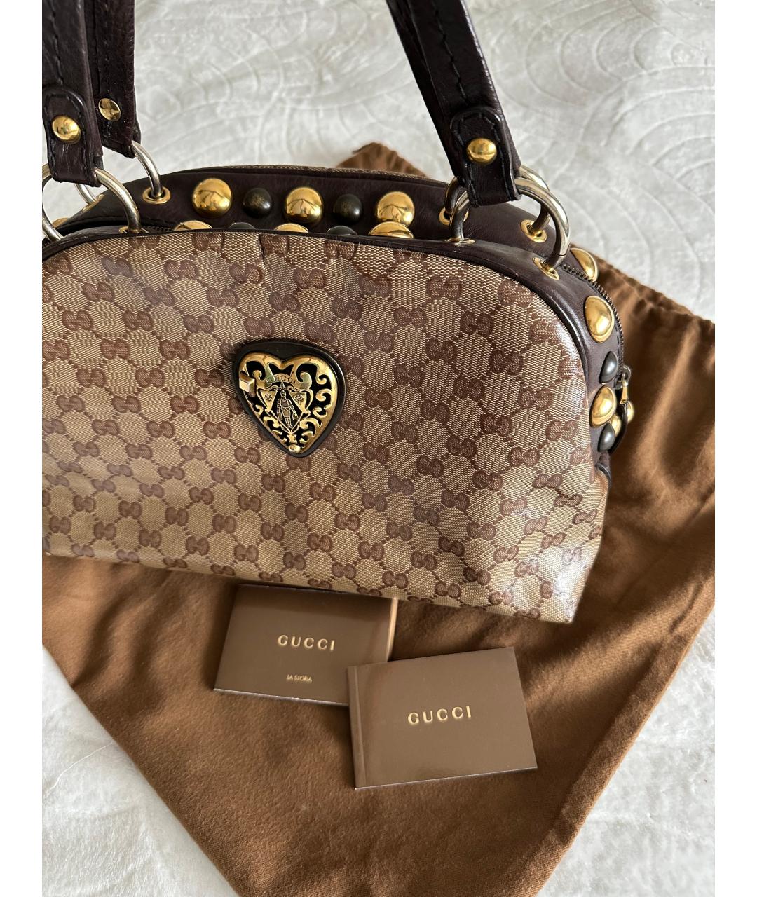 GUCCI Коричневая кожаная сумка с короткими ручками, фото 2