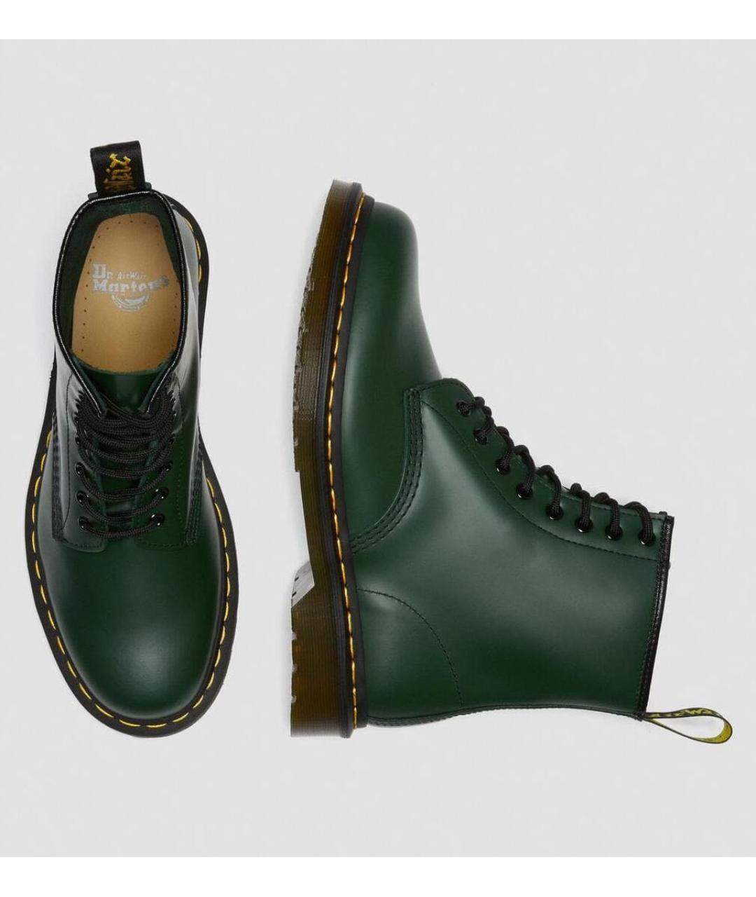 DR. MARTENS Зеленые кожаные высокие ботинки, фото 3