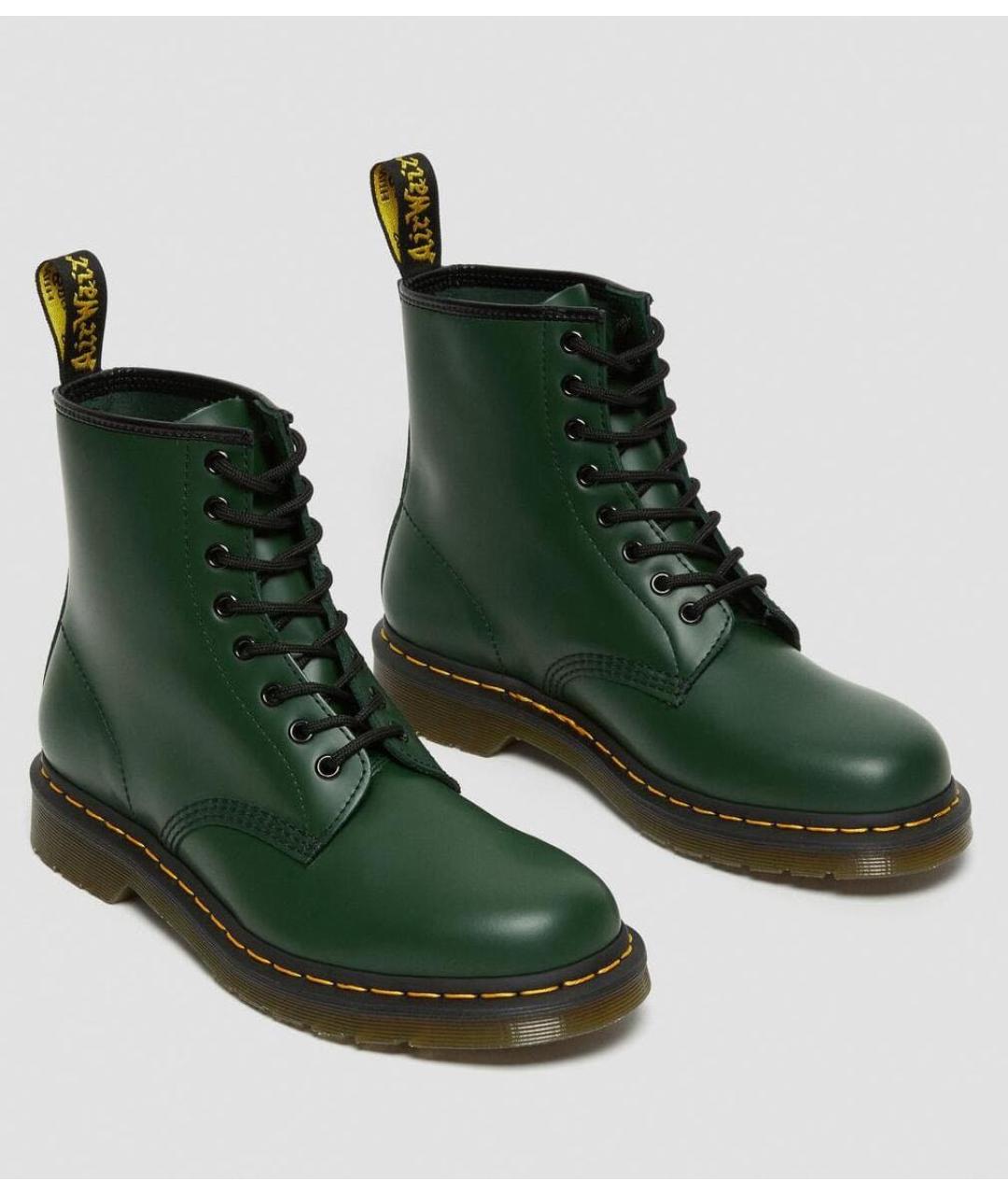 DR. MARTENS Зеленые кожаные высокие ботинки, фото 2