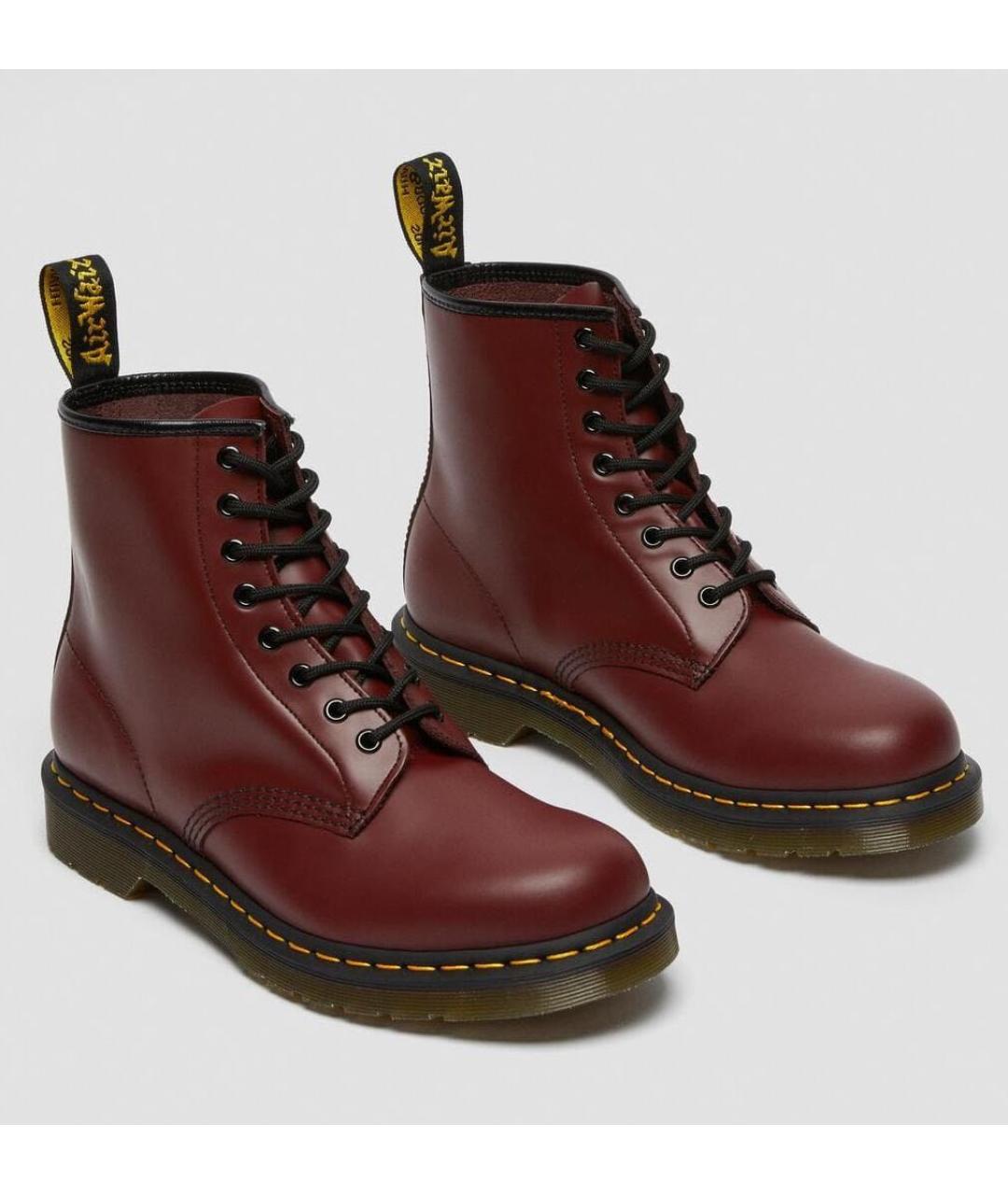 DR. MARTENS Бордовые кожаные высокие ботинки, фото 2