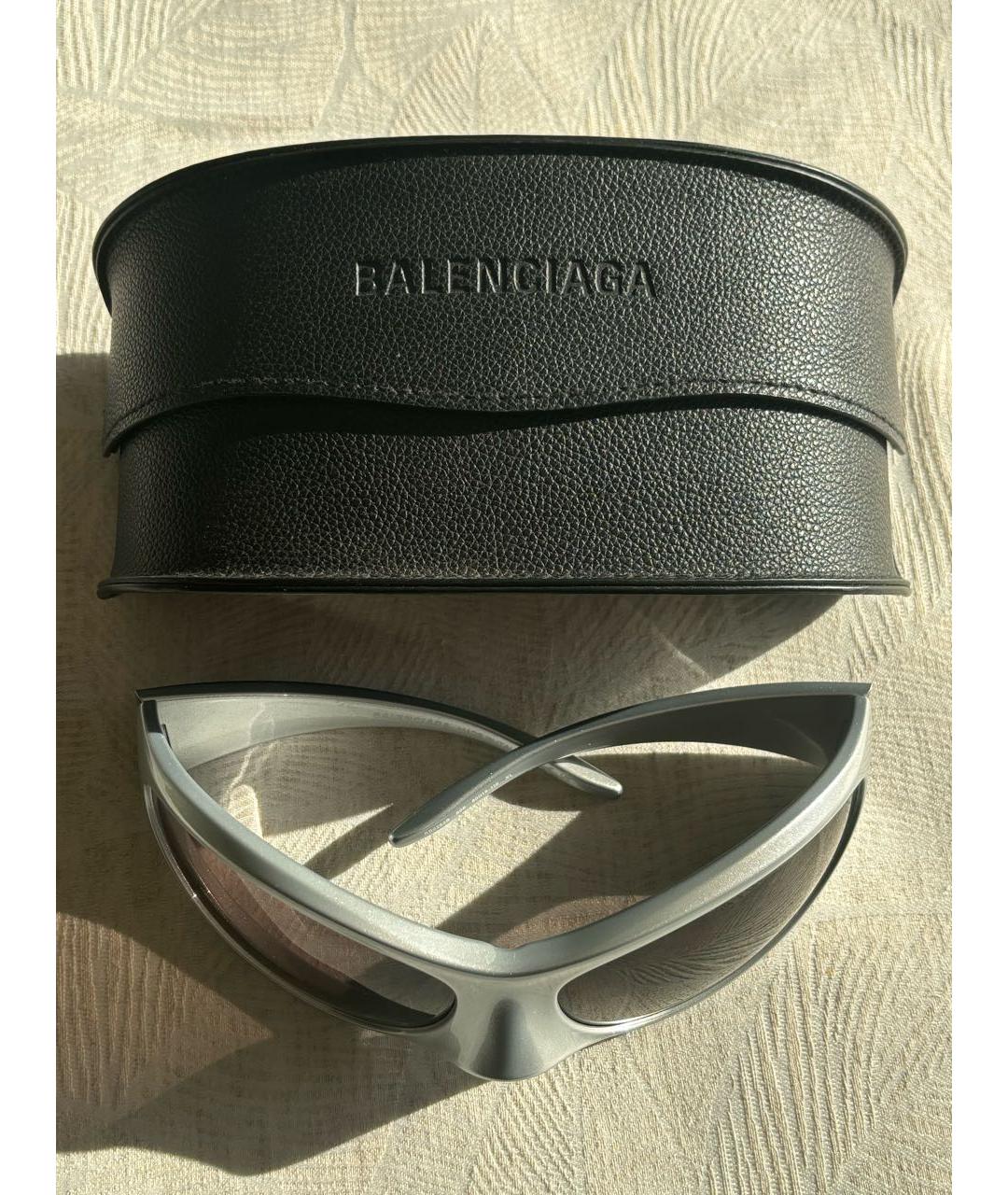 BALENCIAGA Серебряные пластиковые солнцезащитные очки, фото 3