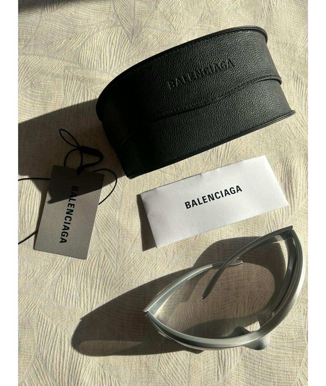 BALENCIAGA Серебряные пластиковые солнцезащитные очки, фото 5