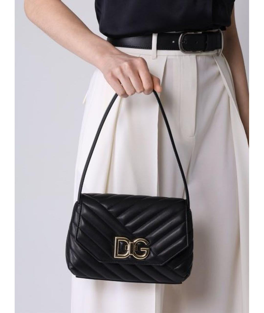 DOLCE&GABBANA Черная кожаная сумка через плечо, фото 2