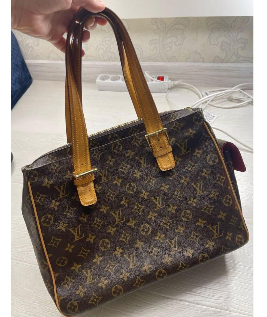 LOUIS VUITTON Коричневая кожаная сумка с короткими ручками, фото 4