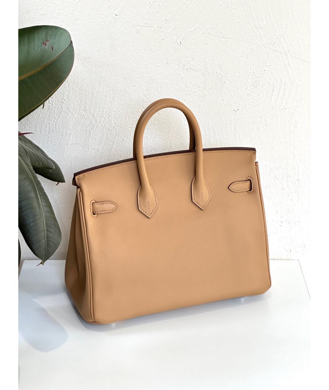 HERMES Бежевая кожаная сумка с короткими ручками, фото 2