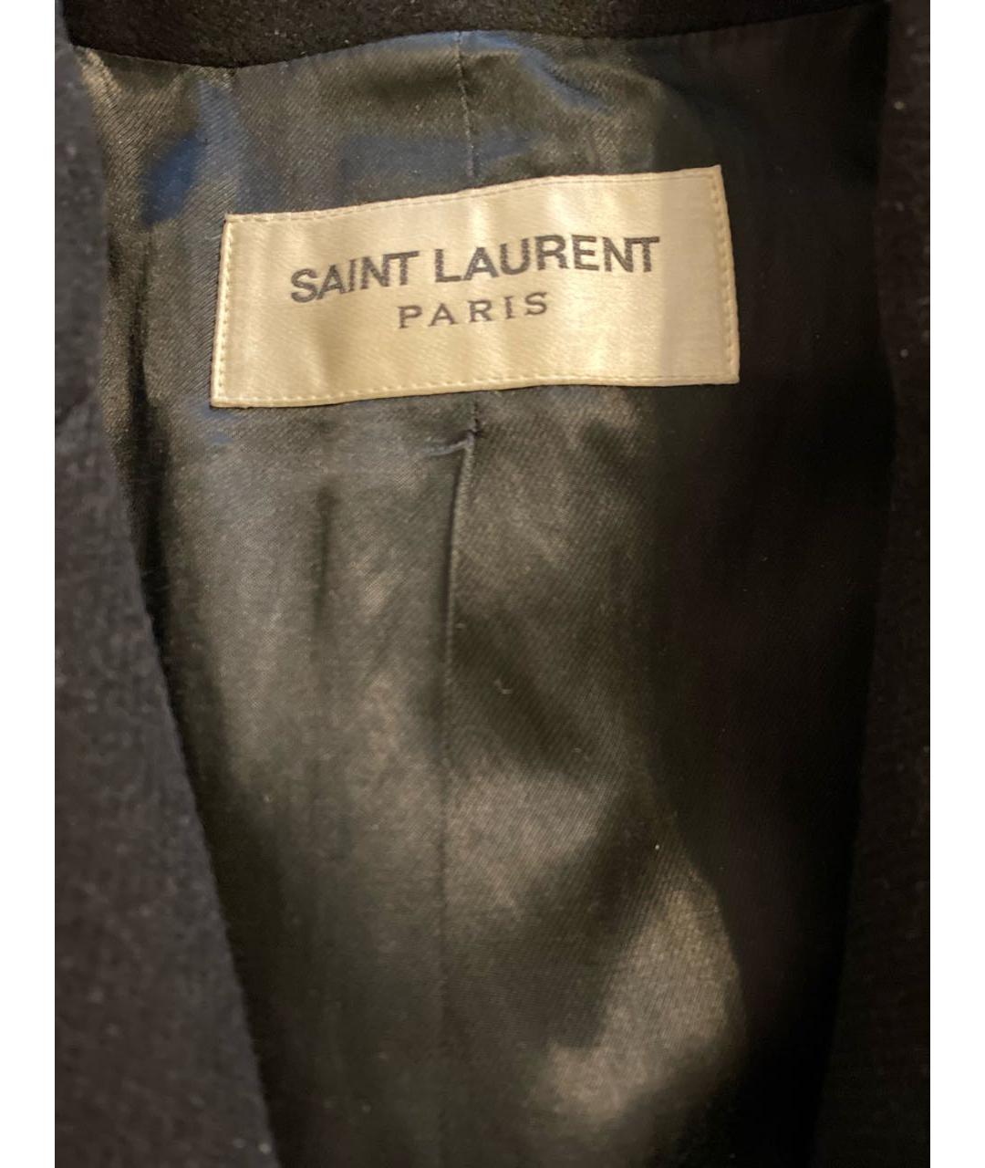 SAINT LAURENT Черное шерстяное пальто, фото 3