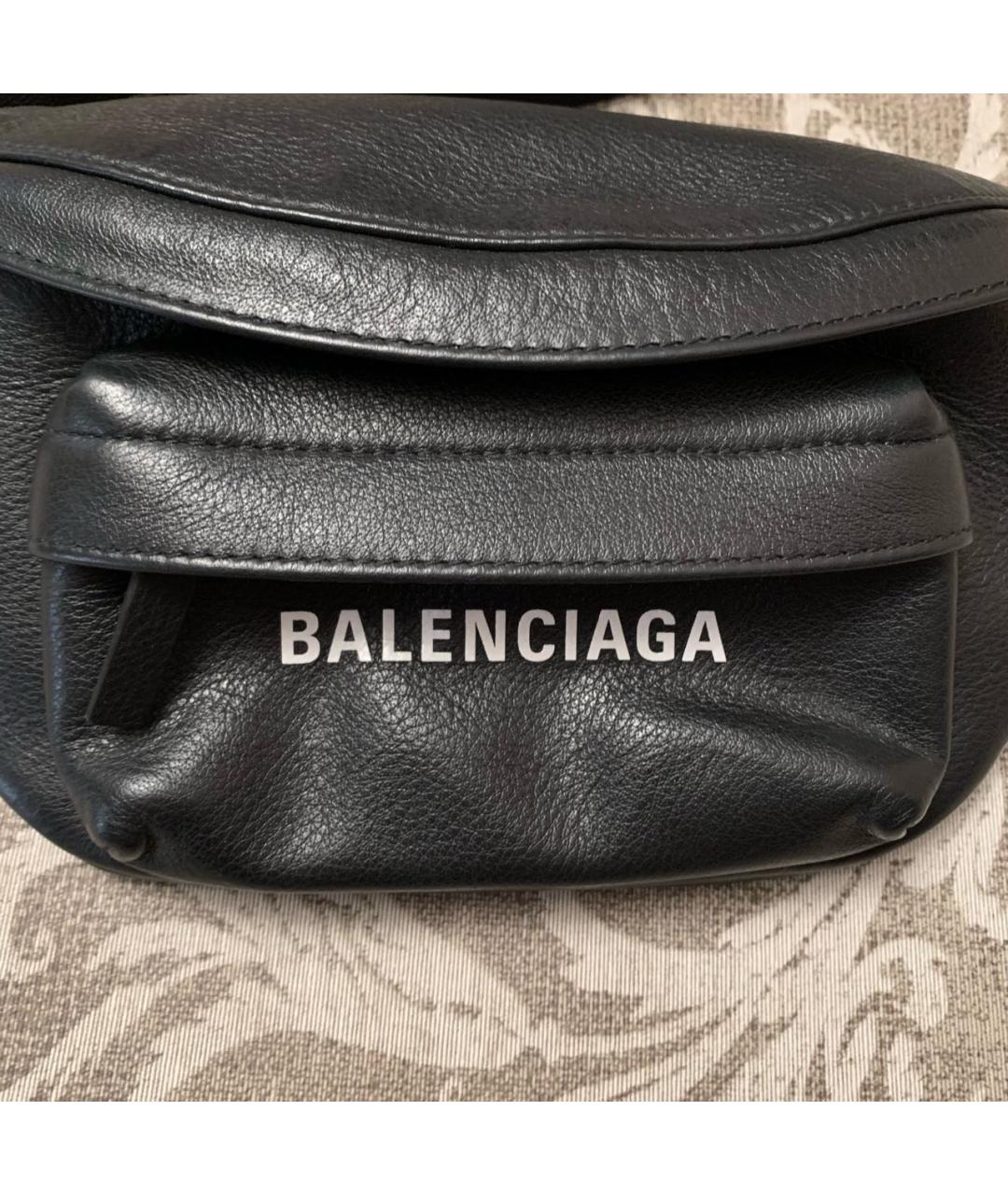 BALENCIAGA Черная кожаная поясная сумка, фото 2