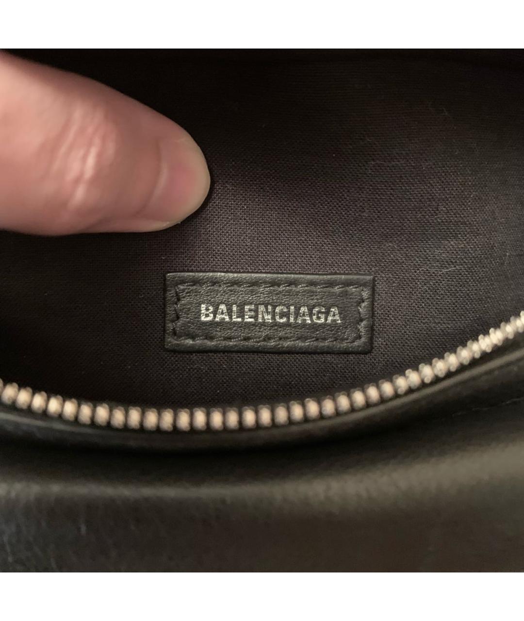 BALENCIAGA Черная кожаная поясная сумка, фото 4