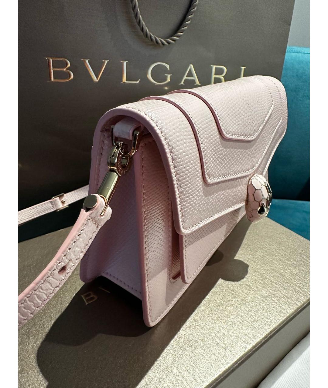 BVLGARI Розовая кожаная сумка с короткими ручками, фото 2