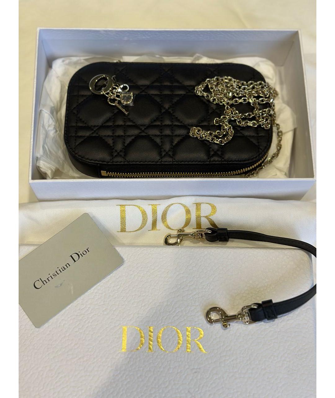 CHRISTIAN DIOR Черная кожаная сумка через плечо, фото 4