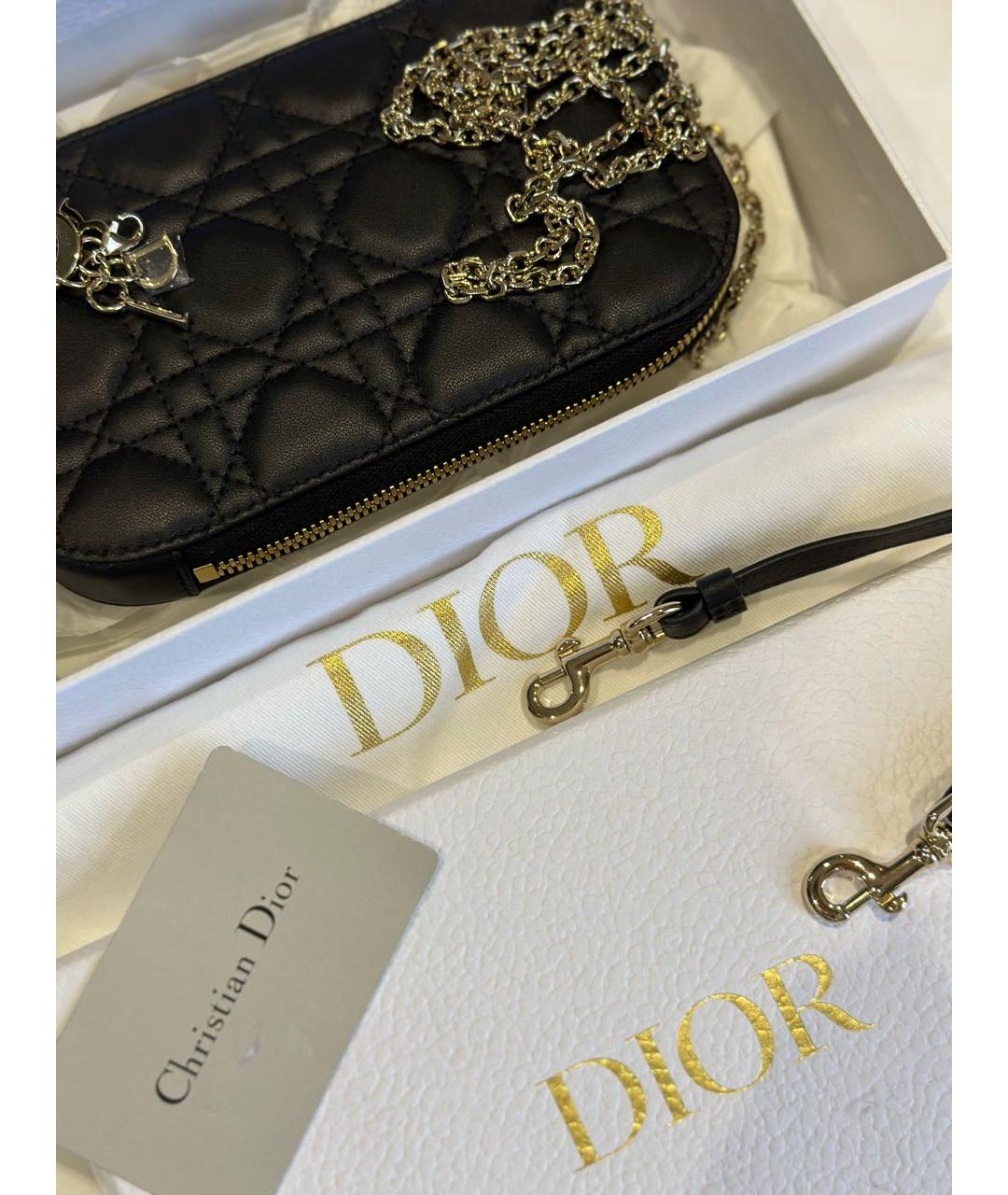 CHRISTIAN DIOR Черная кожаная сумка через плечо, фото 3
