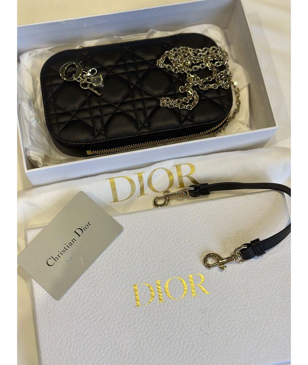 CHRISTIAN DIOR Черная кожаная сумка через плечо, фото 5