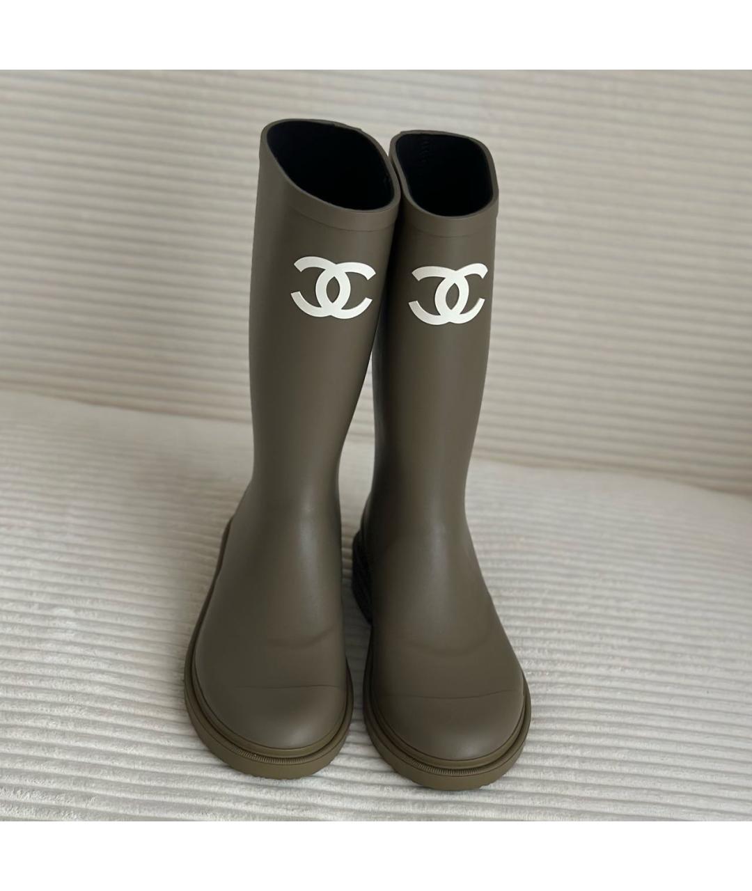 CHANEL Хаки резиновые сапоги, фото 2
