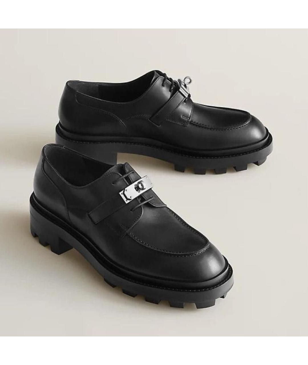 HERMES Черные кожаные брогги и оксфорды, фото 3