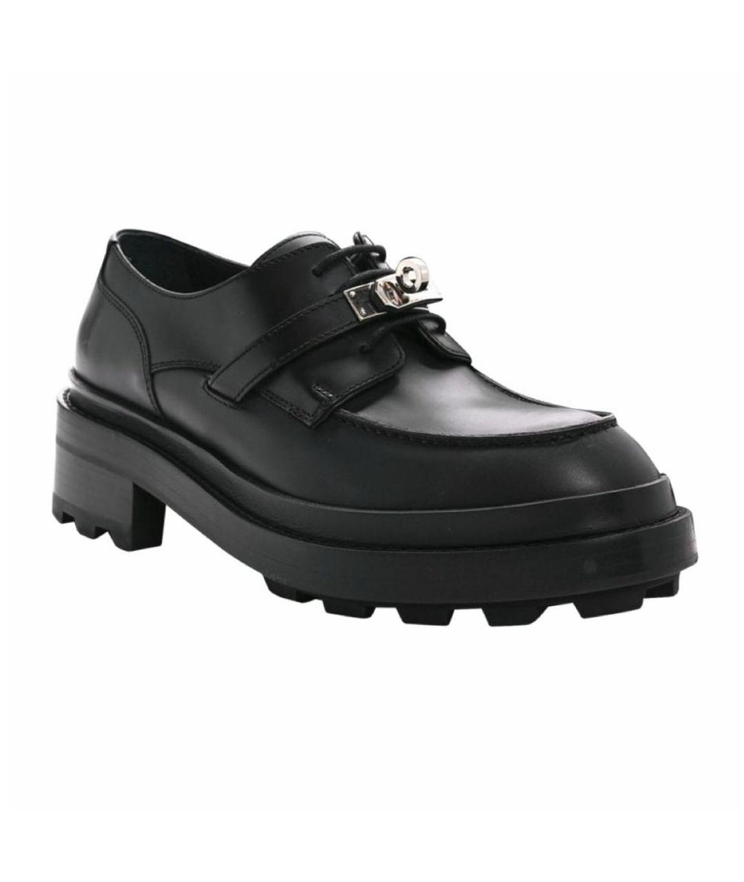 HERMES Черные кожаные брогги и оксфорды, фото 2