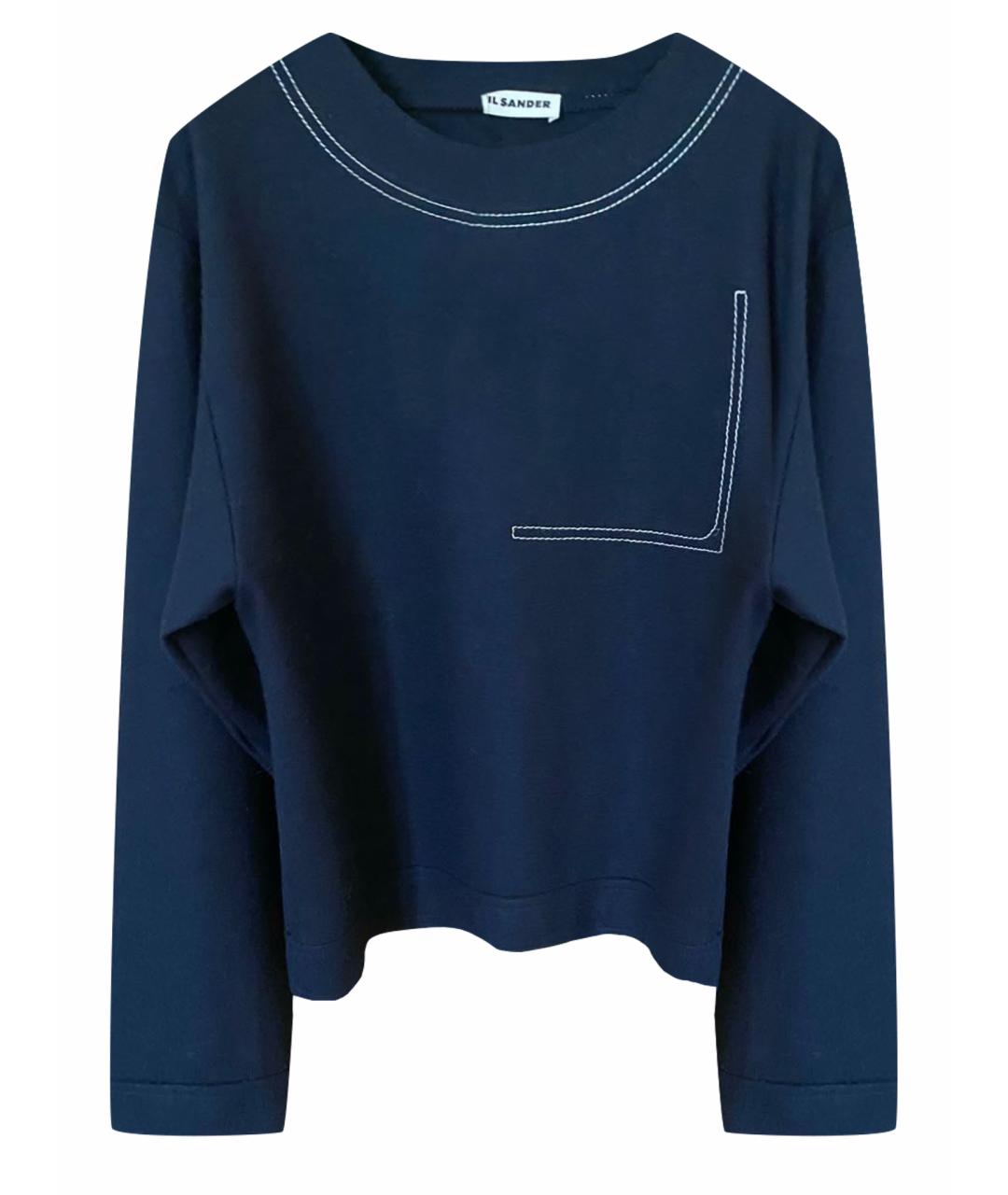 JIL SANDER Темно-синий шерстяной джемпер / свитер, фото 1