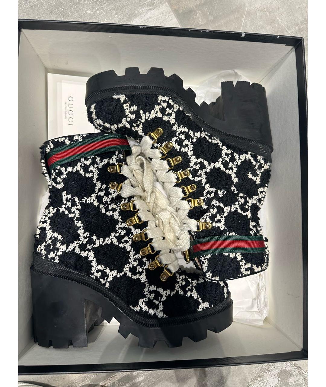 GUCCI Черные текстильные ботильоны, фото 5