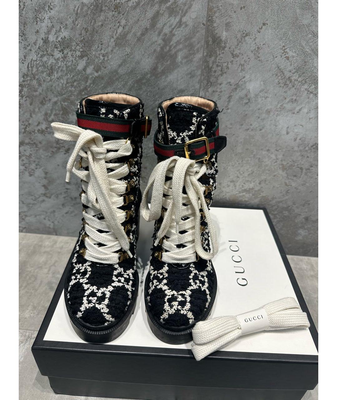 GUCCI Черные текстильные ботильоны, фото 2
