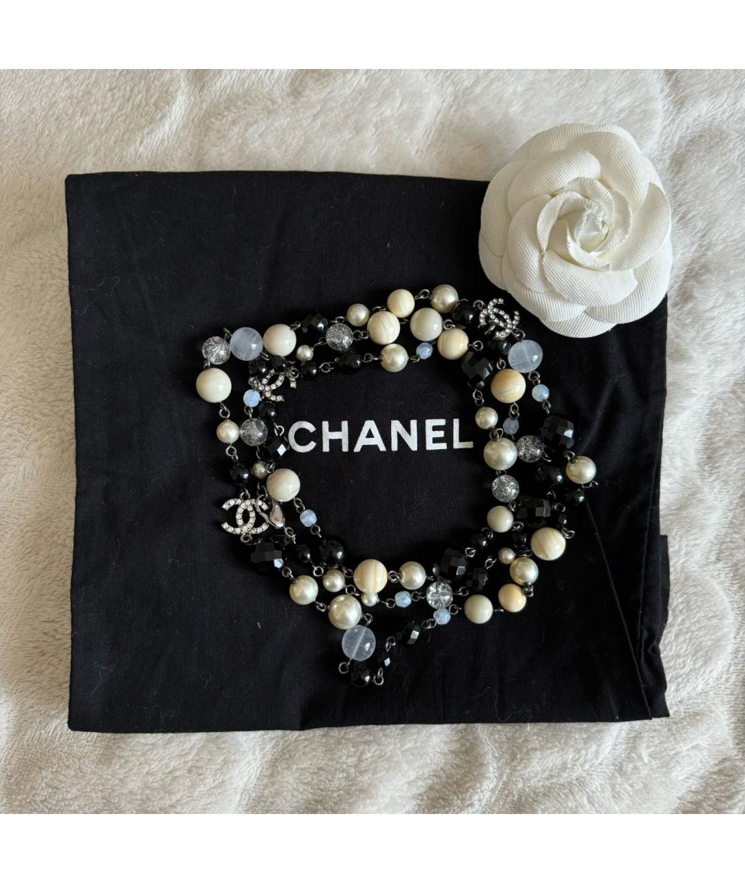 CHANEL Черное жемчужное колье, фото 2