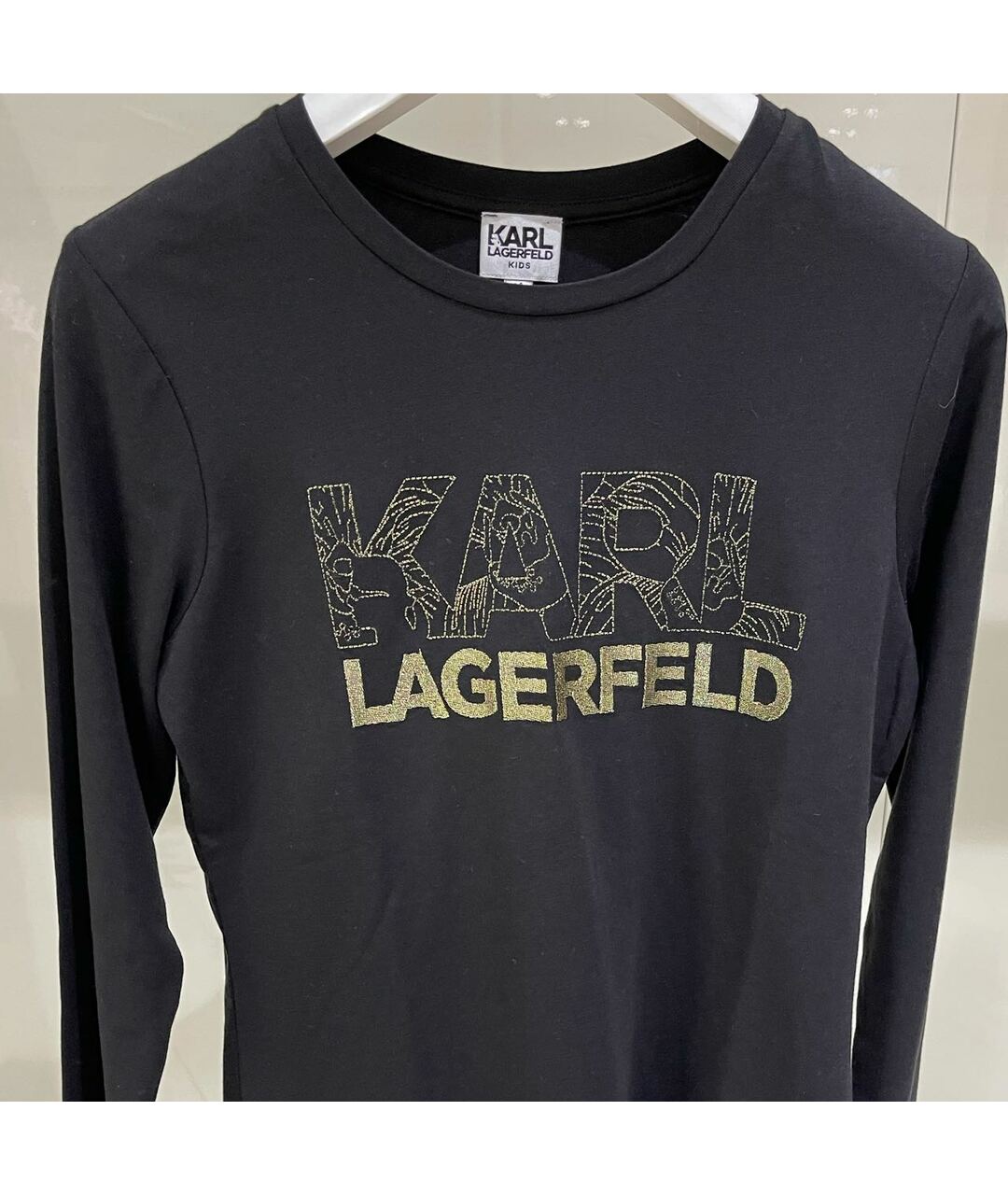 KARL LAGERFELD Черный хлопковый детская футболка / топ, фото 3