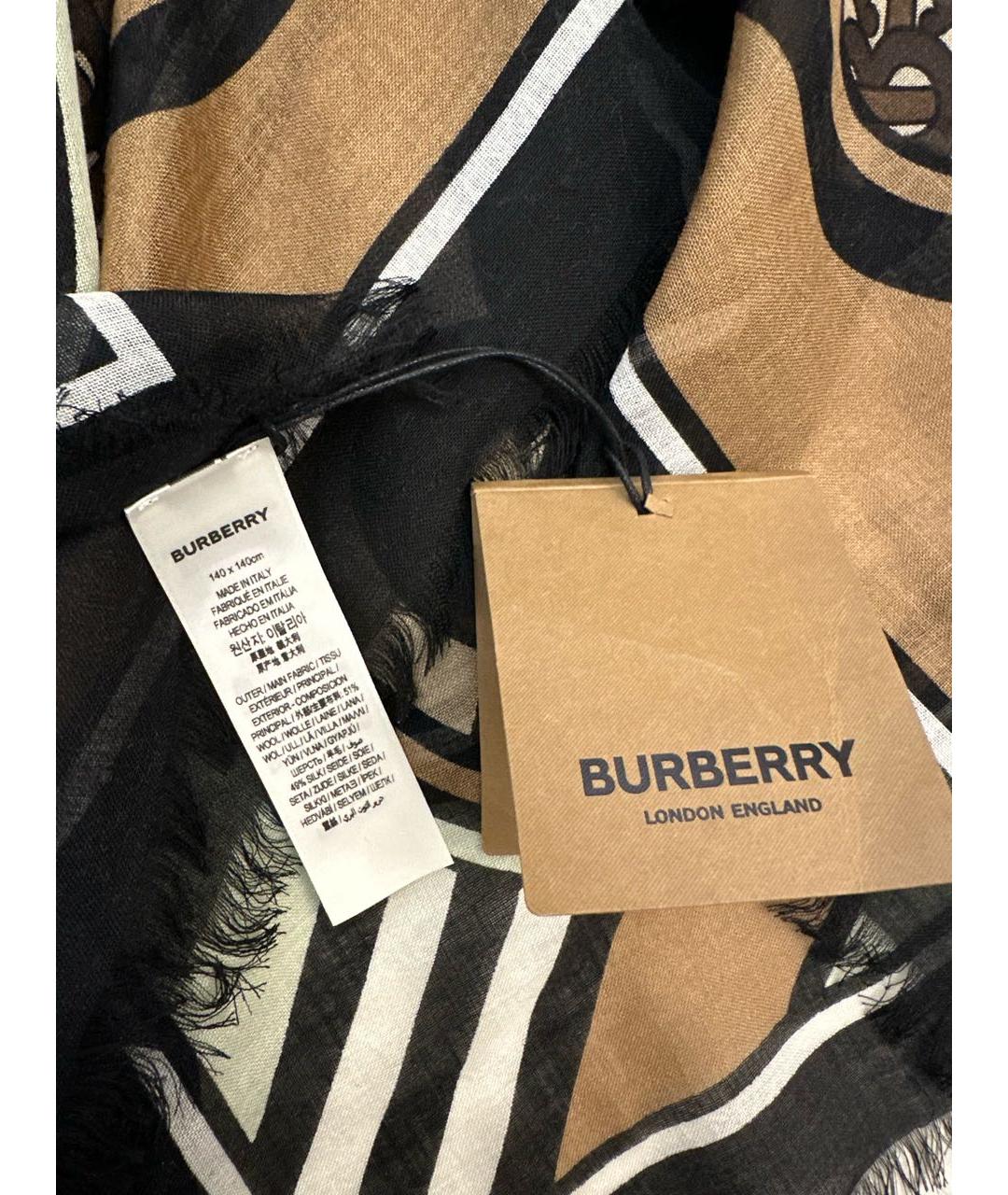 BURBERRY Коричневый шерстяной платок, фото 3