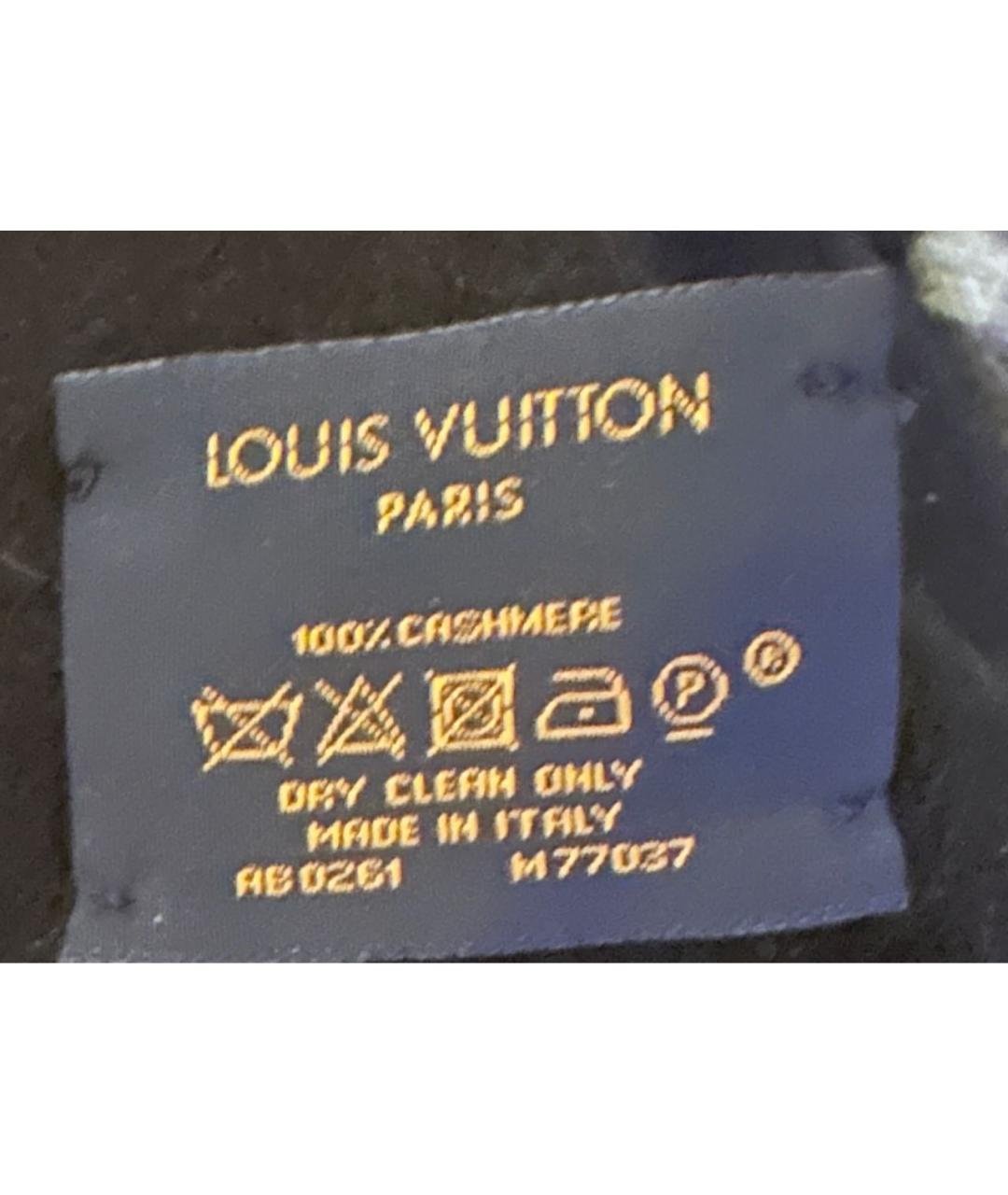 LOUIS VUITTON Черный кашемировый шарф, фото 5