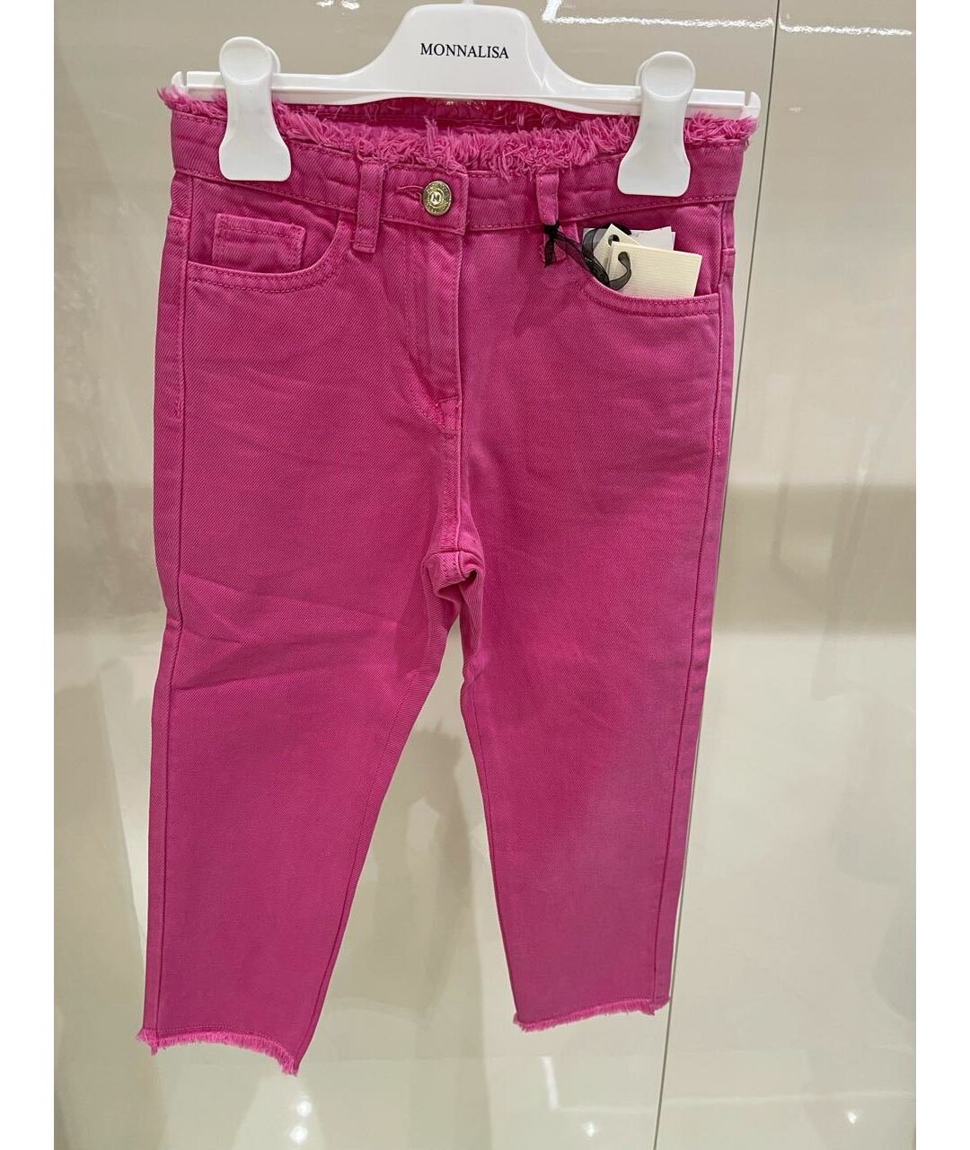 MONNALISA Розовые хлопковые детские джинсы, фото 5