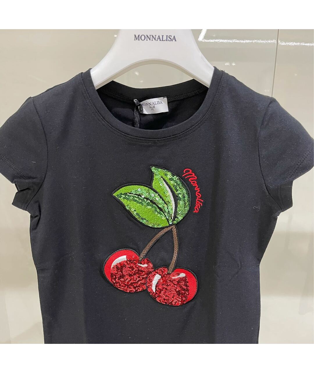MONNALISA Черный хлопковый детская футболка / топ, фото 3