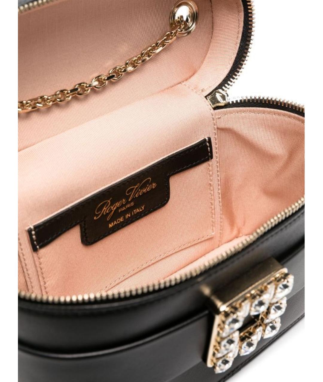 ROGER VIVIER Черная кожаная сумка с короткими ручками, фото 4