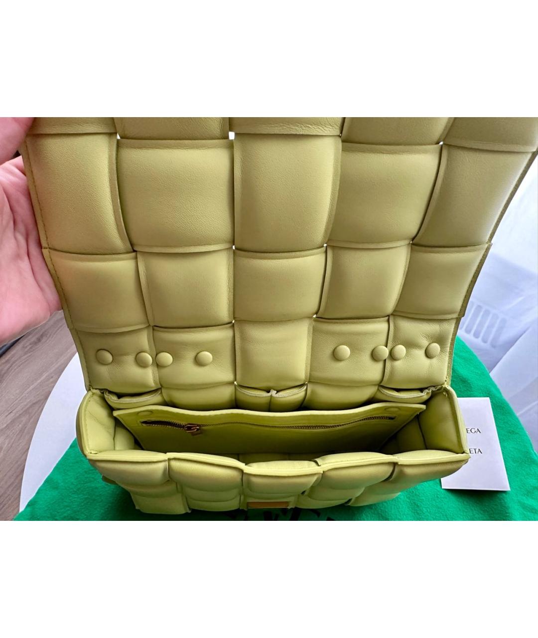 BOTTEGA VENETA Салатовая кожаная сумка через плечо, фото 4