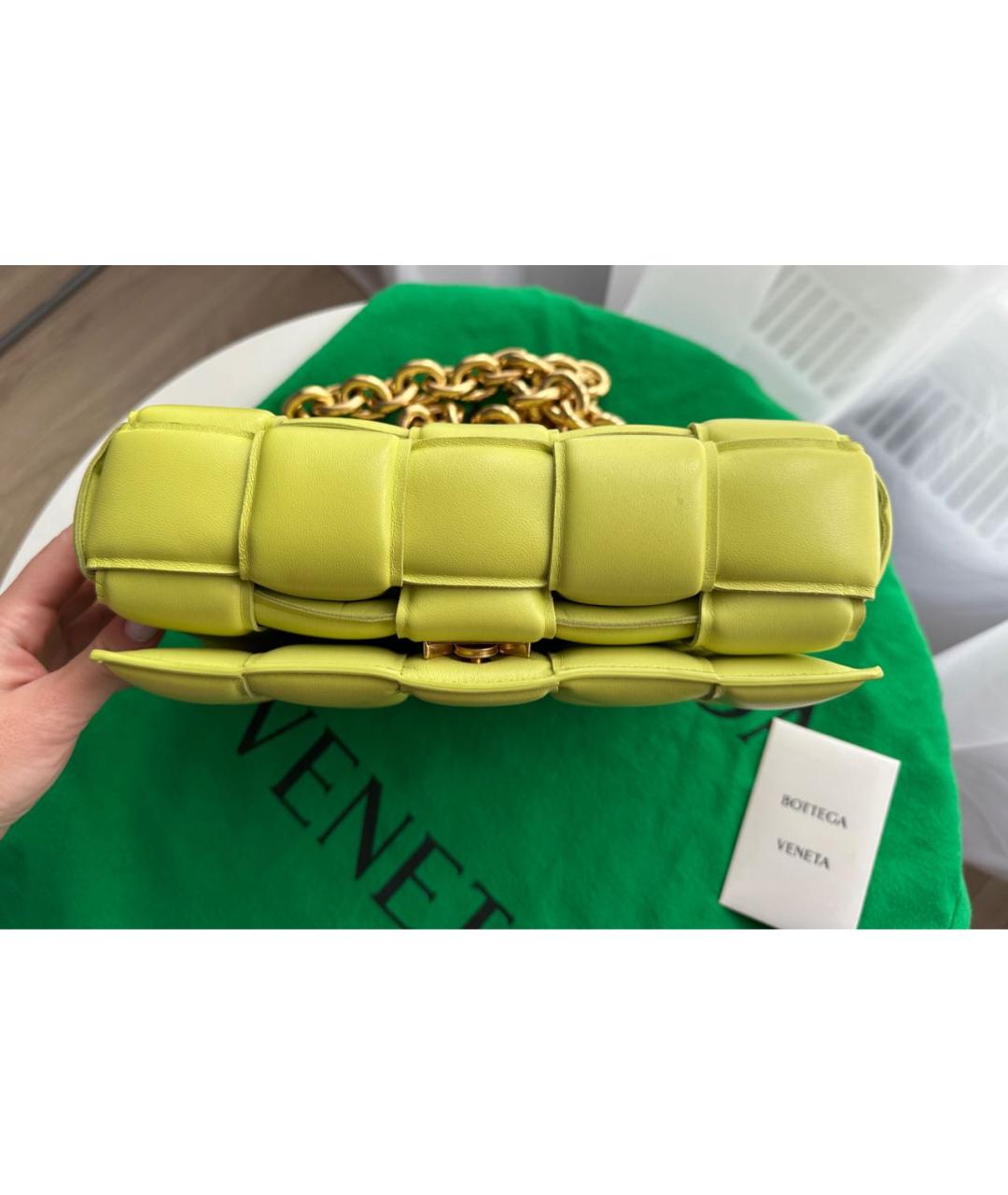 BOTTEGA VENETA Салатовая кожаная сумка через плечо, фото 5