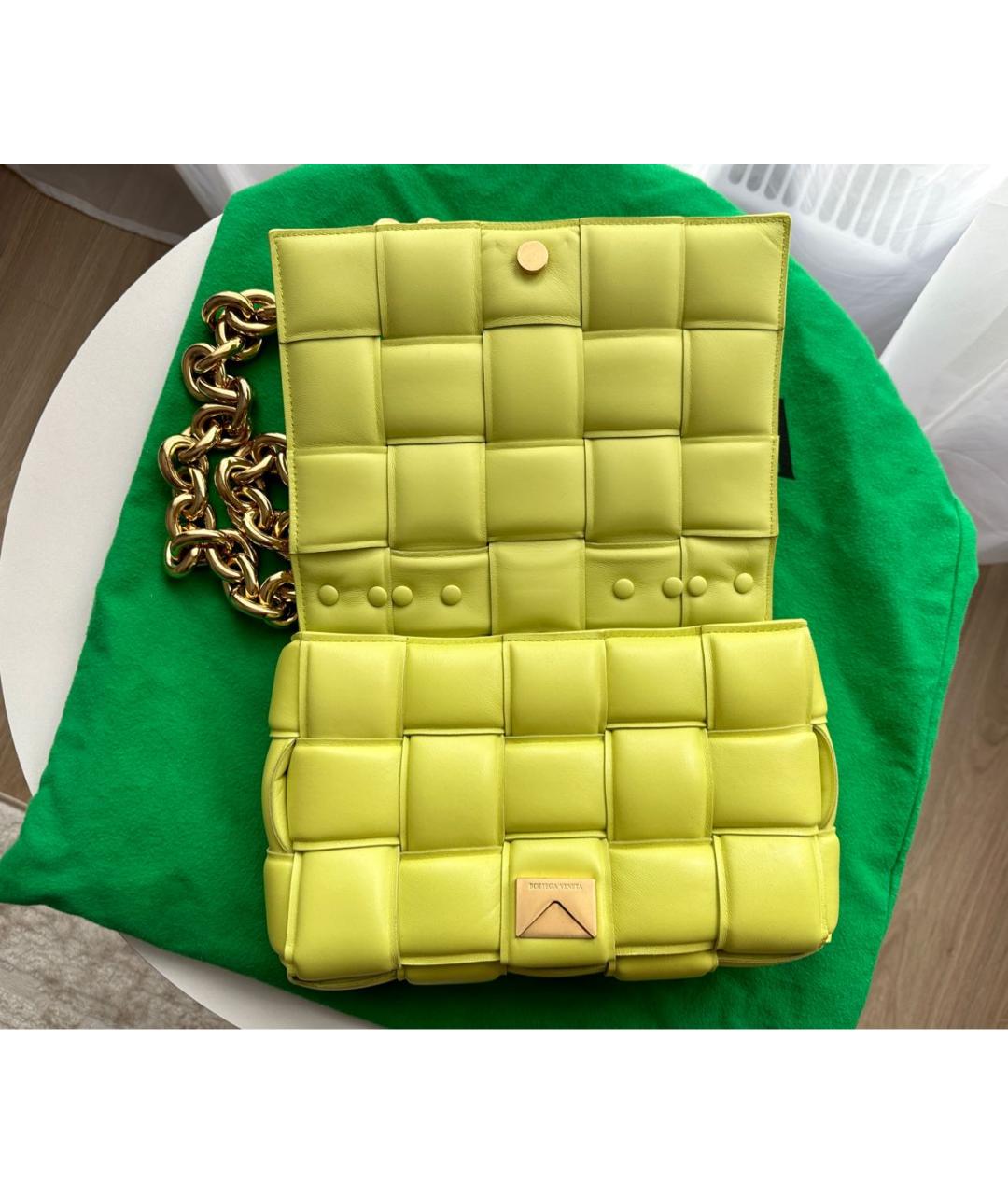 BOTTEGA VENETA Салатовая кожаная сумка через плечо, фото 2