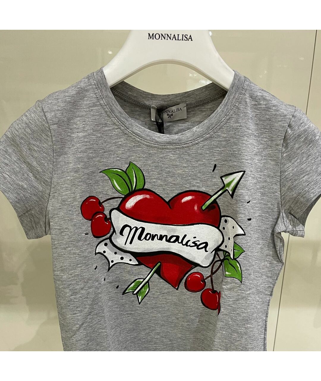 MONNALISA Серый хлопковый детская футболка / топ, фото 3