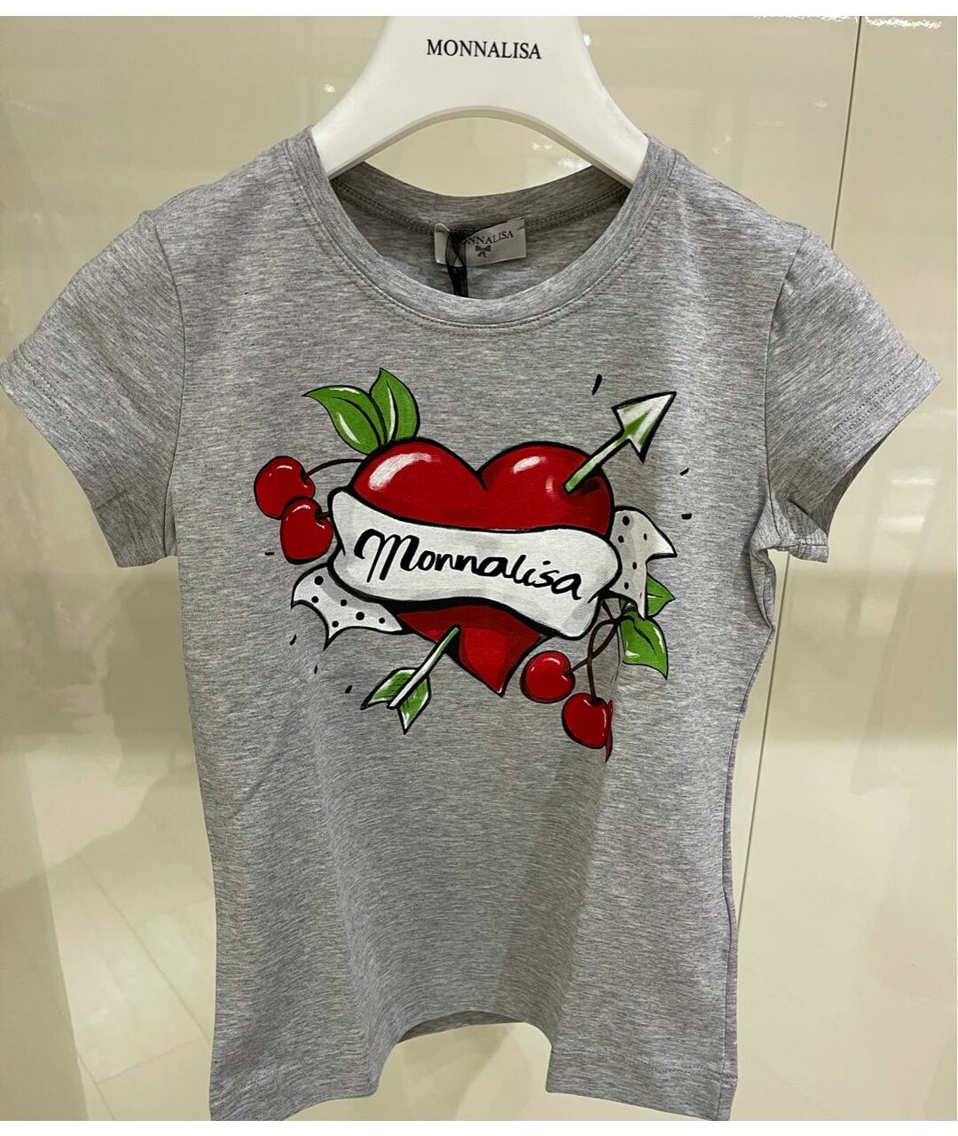 MONNALISA Серый хлопковый детская футболка / топ, фото 5