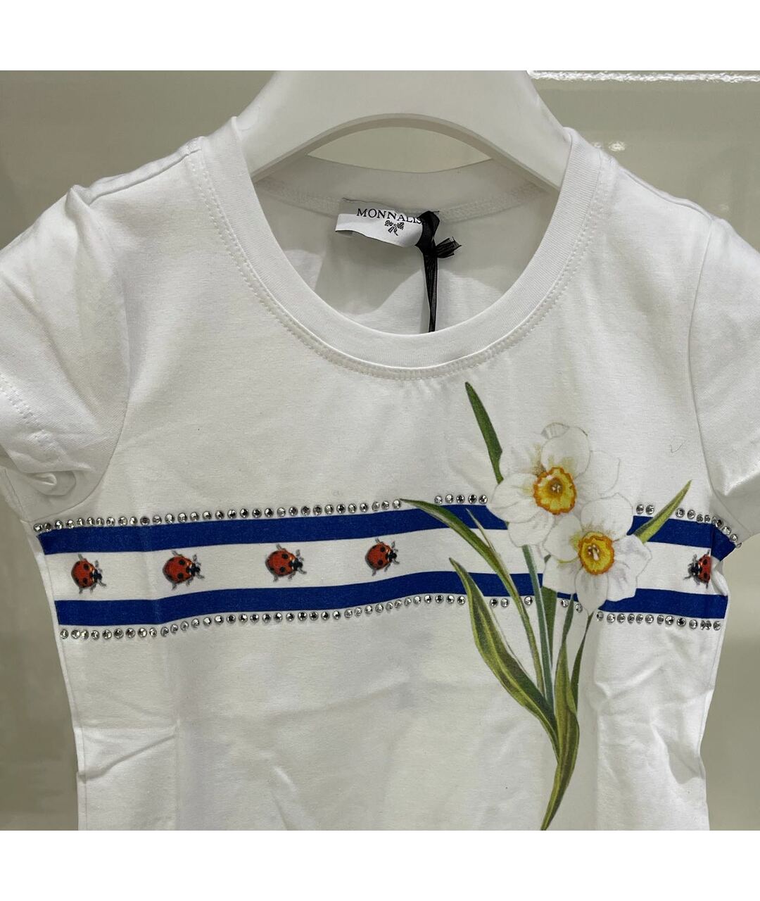 MONNALISA Белый хлопковый детская футболка / топ, фото 3