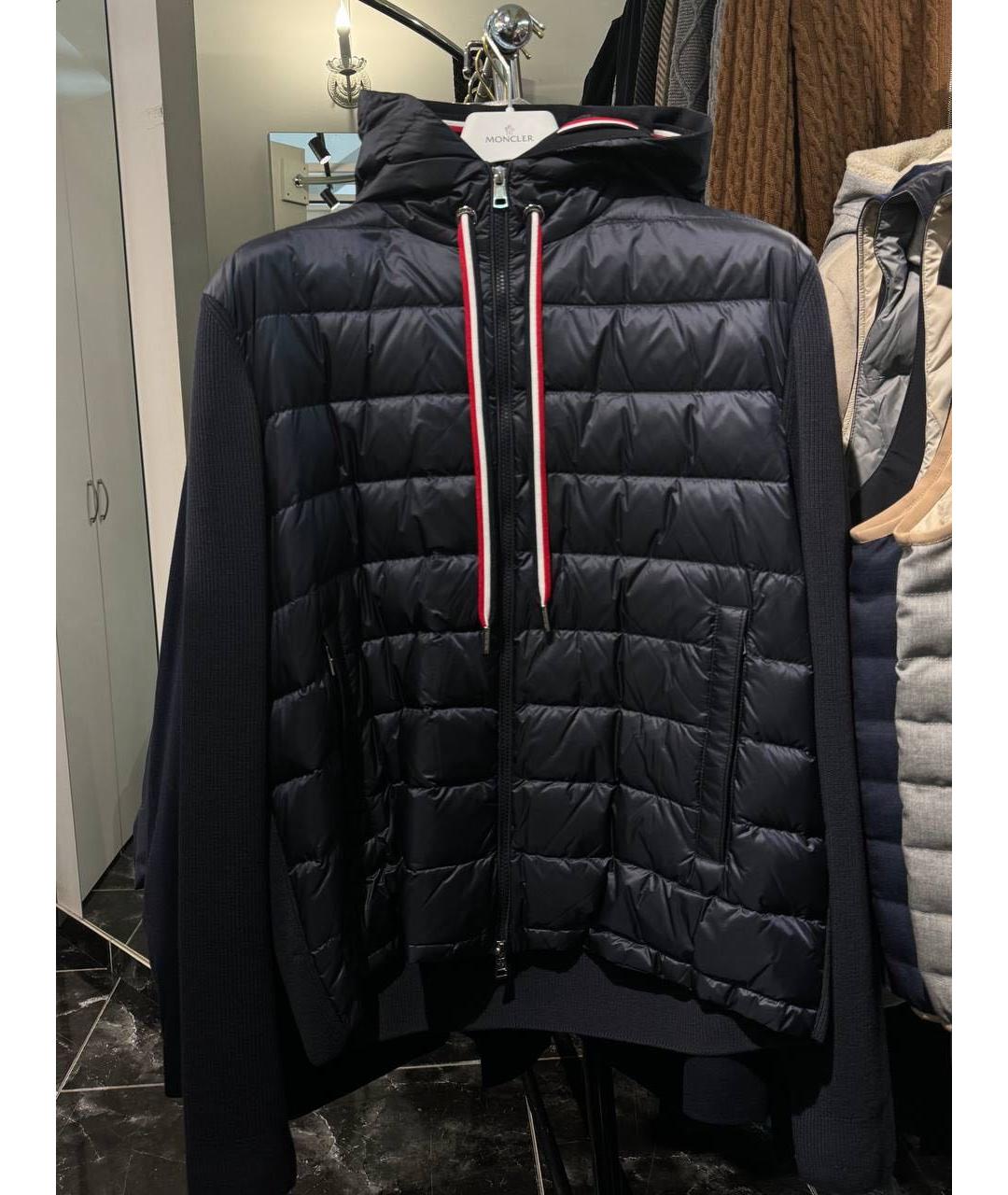 MONCLER Темно-синий полиэстеровый кардиган, фото 6