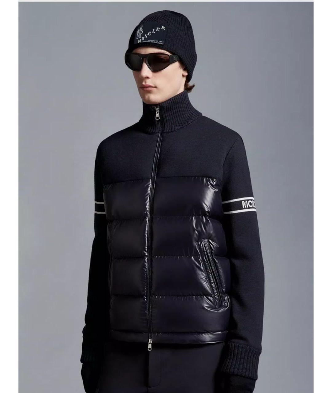 MONCLER Темно-синий полиэстеровый кардиган, фото 3