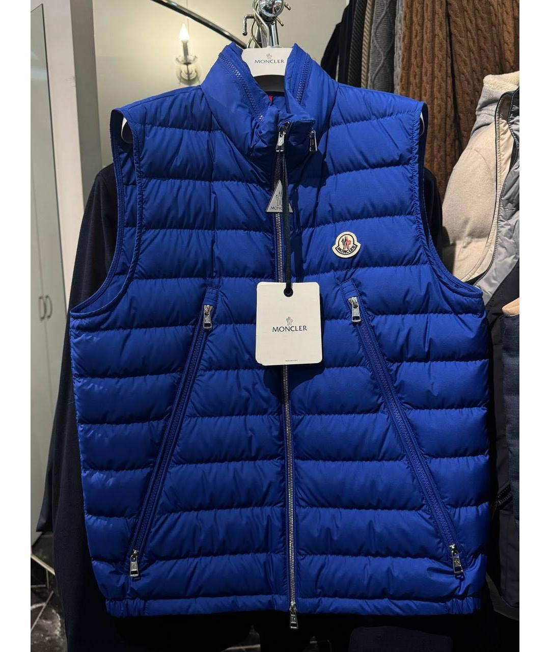 MONCLER Синий полиэстеровый жилет, фото 6