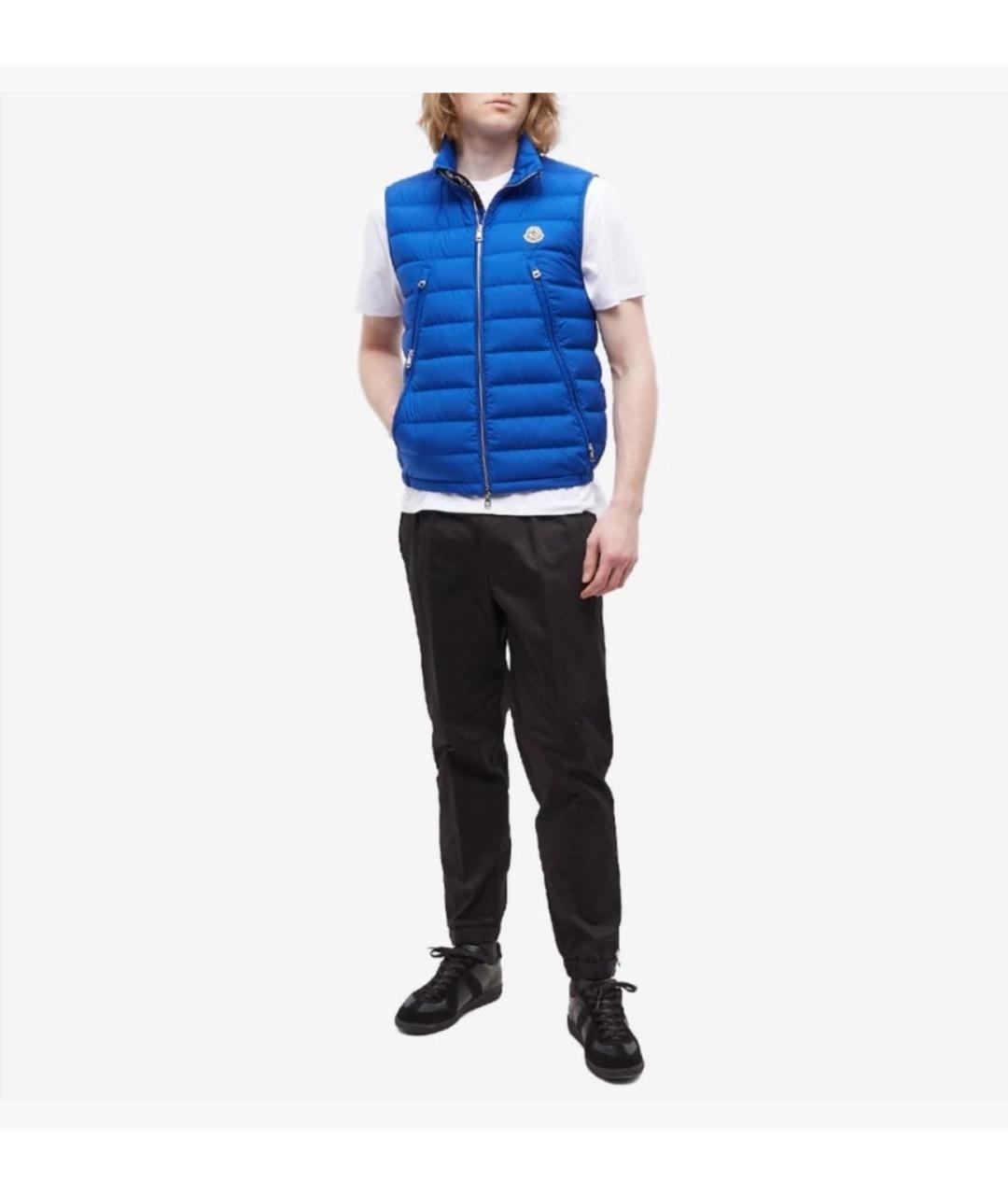 MONCLER Синий полиэстеровый жилет, фото 4