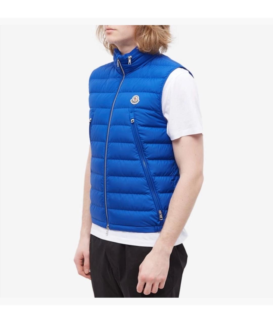 MONCLER Синий полиэстеровый жилет, фото 3